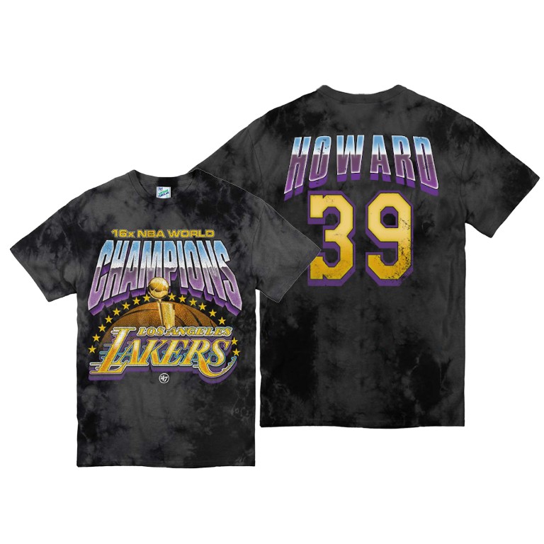 Men's Los Angeles Lakers Dwight Howard #39 NBA Tubular Vintage Kings Of The Court Streaker Throwback Black Basketball T-Shirt YVX3283AK